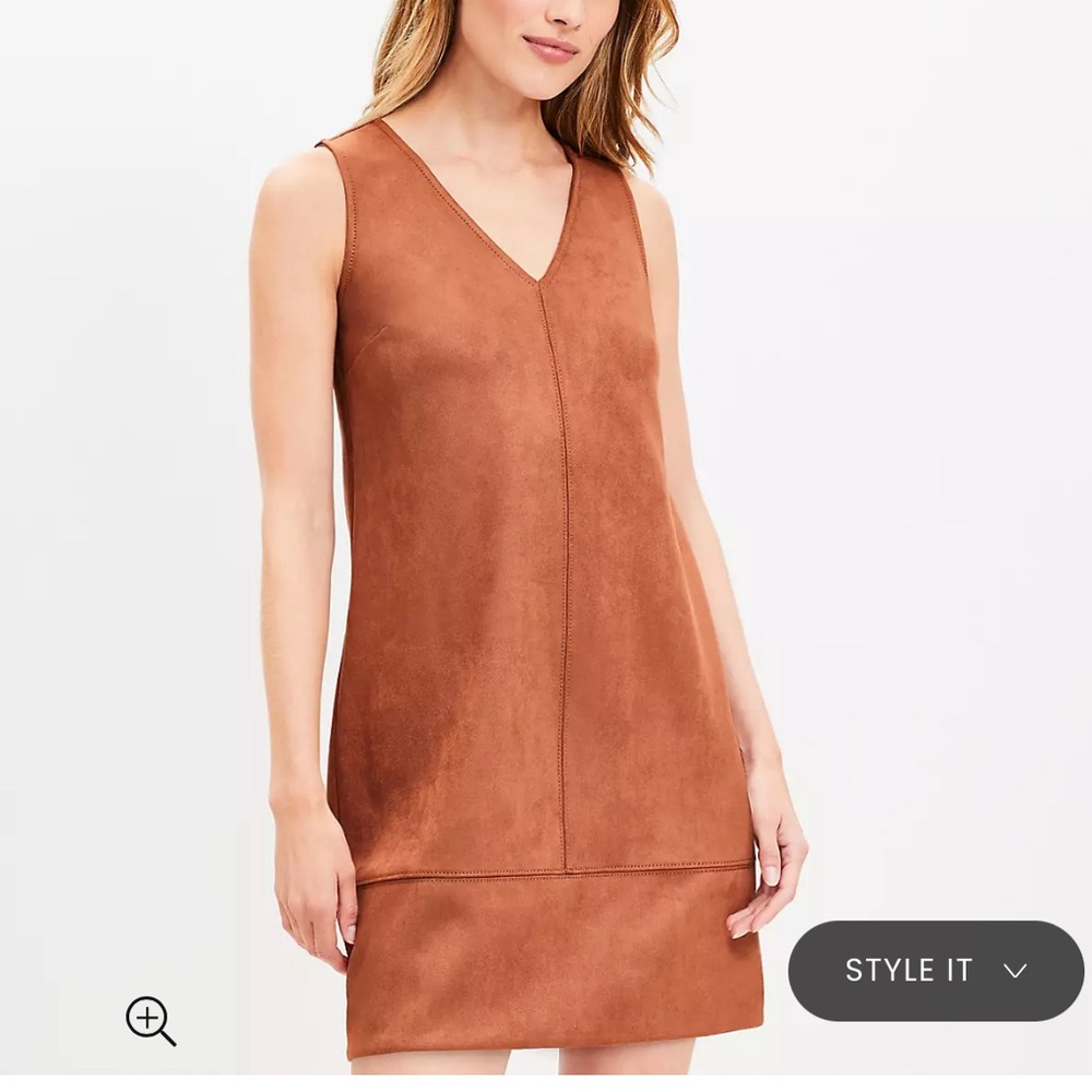 Loft faux, suede mini shift dress size 2 Women's NWT